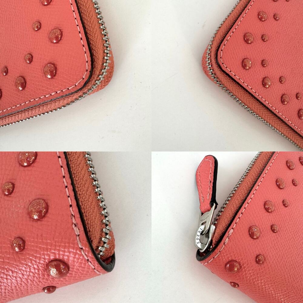 Coach Accordion Zip Around Leather Wallet Studded Embellished in Coral F55610 - Picture 10 of 11